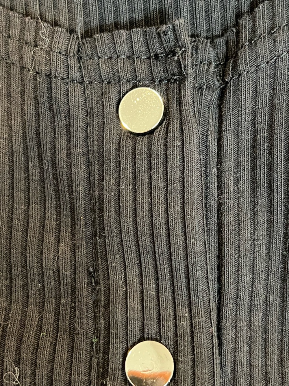 About Us. Ribbed Button-Front Racerback Dress - Black - Picture 4 of 5